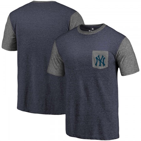 Men's New York Yankees Branded Navy-Heathered Gray Refresh Pocket T-Shirt