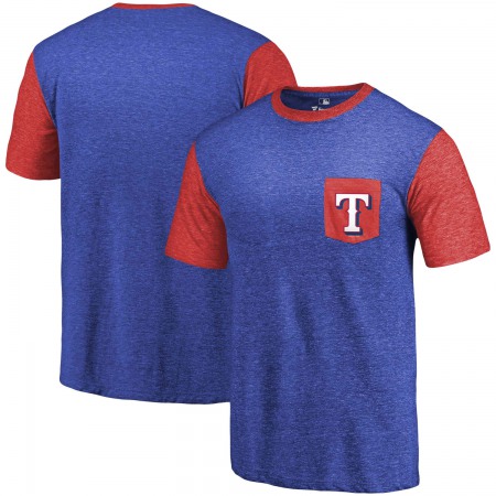 Men's Texas Rangers Branded Royal-Red Tri-Blend Refresh Pocket T-Shirt