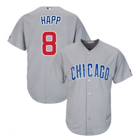 Youth Chicago Cubs #8 ian Happ Replica Grey Cool Base Stitched Jersey