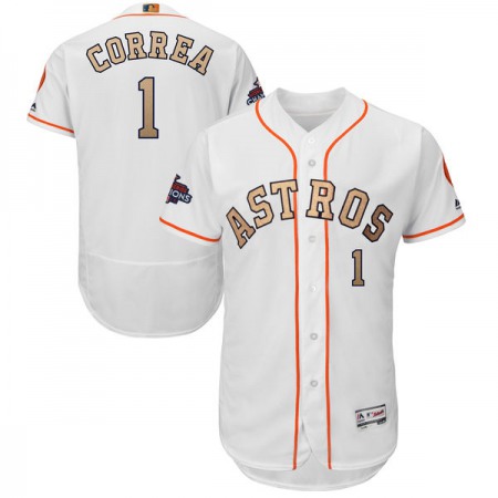 Men's Houston Astros #1 Carlos Correa Majestic White 2018 Gold Program Flex Base Player Stitched MLB Jersey
