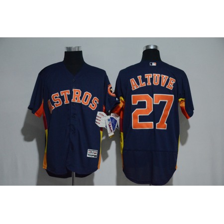 Men's Houston Astros #27 Jose Altuve Majestic Alternate Navy Flex Base Authentic Collection Stitched MLB Jersey