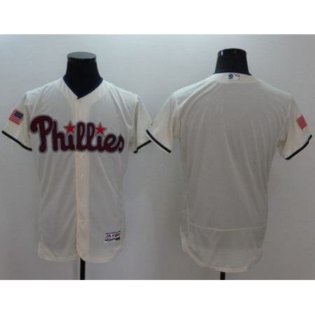 Phillies Blank Cream Fashion Stars & Stripes Flexbase Authentic Stitched MLB Jersey