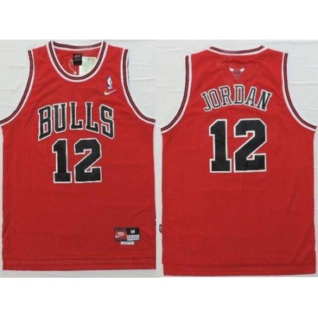 Bulls #12 Michael Jordan Red Nike Throwback Stitched NBA Jersey
