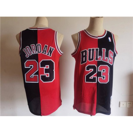 Men's Chicago Bulls #23 Michael Jordan Red /Black Split Throwback Stitched Jersey