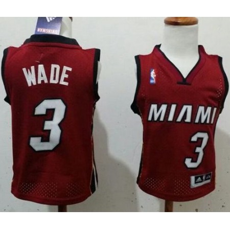 Toddler Heat #3 Dwyane Wade Red Stitched NBA Jersey