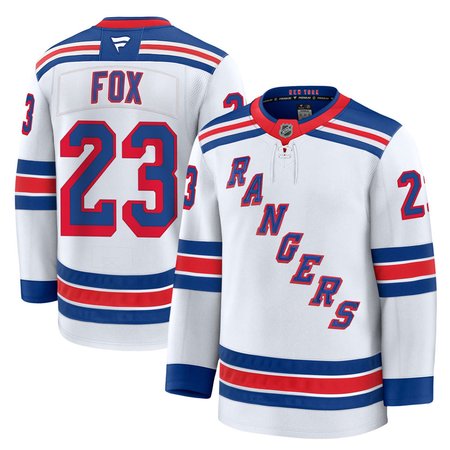 Youth New York Rangers #23 Adam Fox White Away Custom Jersey