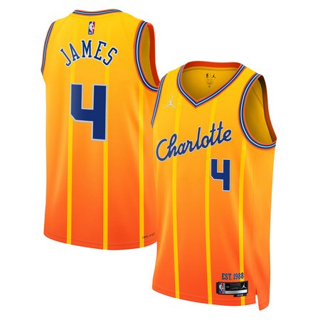 Men's Charlotte Hornets #4 Sion James Gold 2025/26 City Edition Swingman Jersey