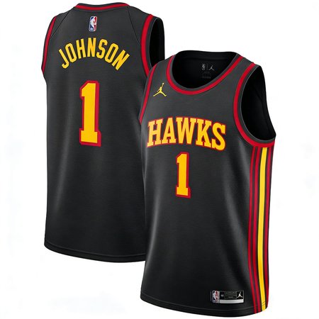 Youth Atlanta Hawks #1 Jalen Johnson Black Swingman Statement Edition Jersey