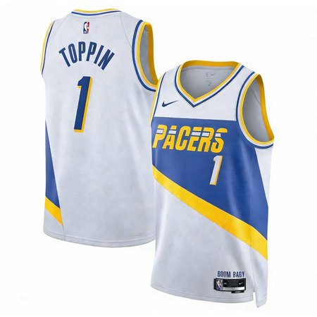 Men's Indiana Pacers #1 Obi Toppin White 2025/26 City Edition Swingman Jersey