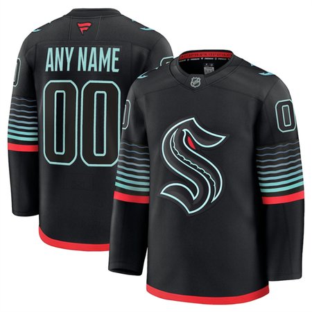 Men's Seattle Kraken Custom Black Alternate Stitched Hockey Premium Jersey