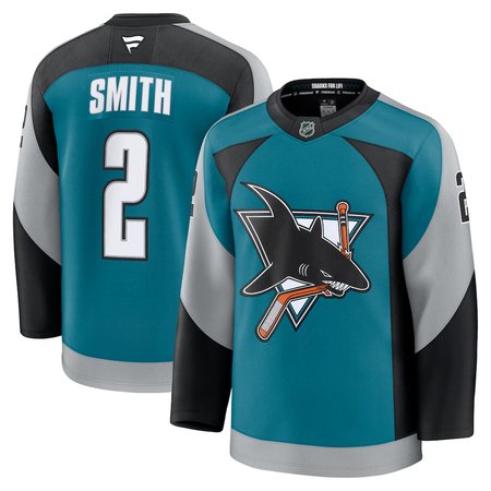 Men's San Jose Sharks #2 Will Smith Teal 2025 Alternate Stitched Hockey Premium Jersey