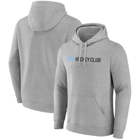Men's Utah Mammoth Heather Gray Wordmark Logo Fleece Pullover Hoodie