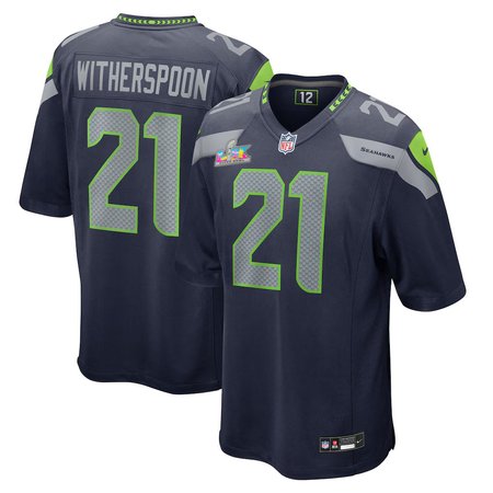 Men's Seattle Seahawks #21 Devon Witherspoon College Navy Super Bowl LX Patch Game Jersey