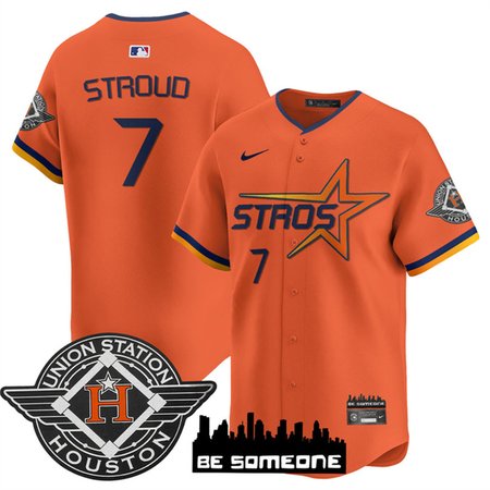 Men's Houston Astros #7 C.J. Stroud Orange 2025 City Connect Limited Stitched Baseball Jersey