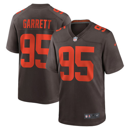Youth Cleveland Browns #95 Myles Garrett Nike Brown Alpha Dawg Game Jersey