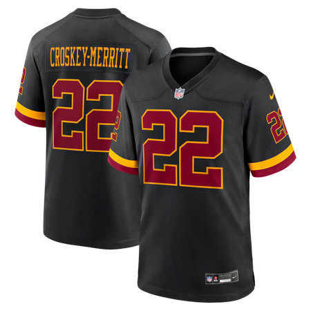 Men's Washington Commanders #22 Jacory Croskey-Merritt Nike Black Hail Raiser Alternate Game Jersey