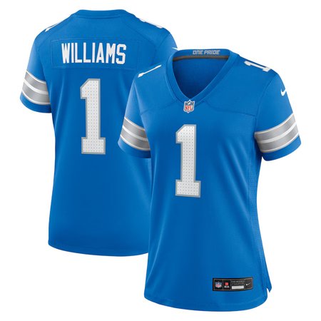 Women's Detroit Lions #1 Jameson Williams Blue 2025 F.U.S.E. Vapor Limited Stitched Jersey