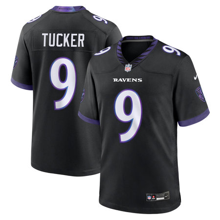 Youth Baltimore Ravens #9 Justin Tucker Nike Black Alternate Game Jersey