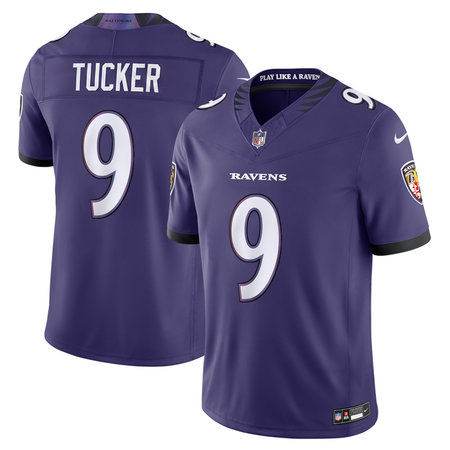 Youth Baltimore Ravens #9 Justin Tucker Nike Purple Vapor F.U.S.E. Sewn Down Limited Jersey