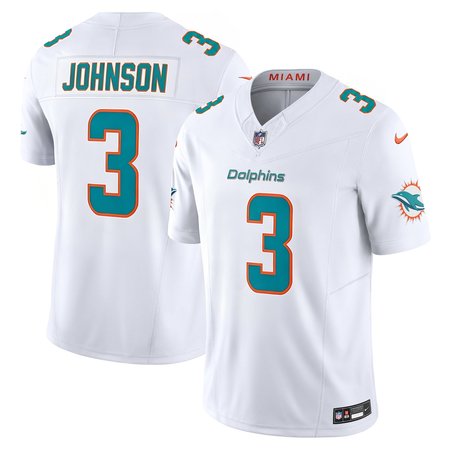 Men's Miami Dolphins #3 Chris Johnson White 2026 NFL Draft Vapor F.U.S.E. Limited Jersey