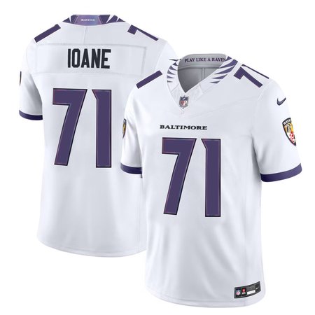 Men's Baltimore Ravens #71 Olaivavega Ioane White 2026 NFL Draft Vapor F.U.S.E. Limited Jersey