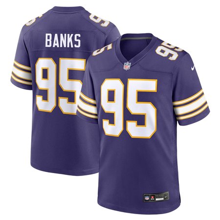 Men's Minnesota Vikings #95 Caleb Banks Purple 2026 NFL Draft Game Jersey