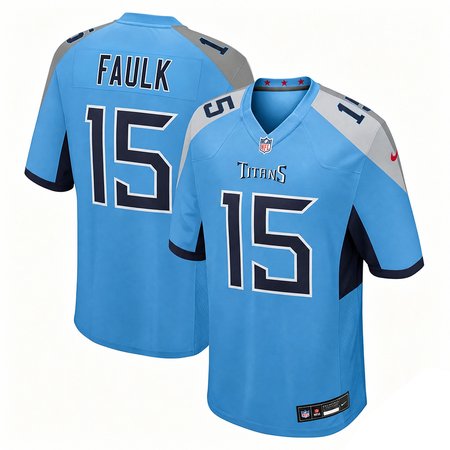 Men's Tennessee Titans #15 Keldric Faulk Blue 2026 NFL Draft Game Jersey