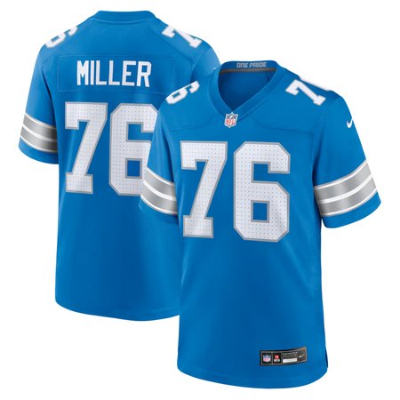 Men's Detroit Lions #76 Blake Miller Blue 2026 NFL Draft Game Jersey