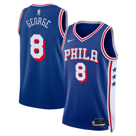 Men's Philadelphia 76ers #8 Paul George Blue Swingman Icon Edition Jersey