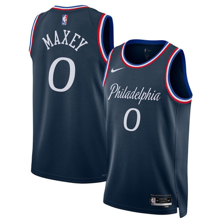 Men's Philadelphia 76ers #0 Tyrese Maxey Nike Navy 2025/26 Swingman City Edition Jersey
