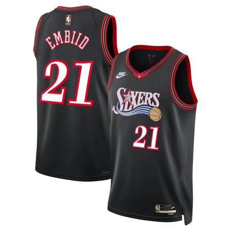 Men's Philadelphia 76ers #21 Joel Embiid Nike Black Classic Edition Jersey