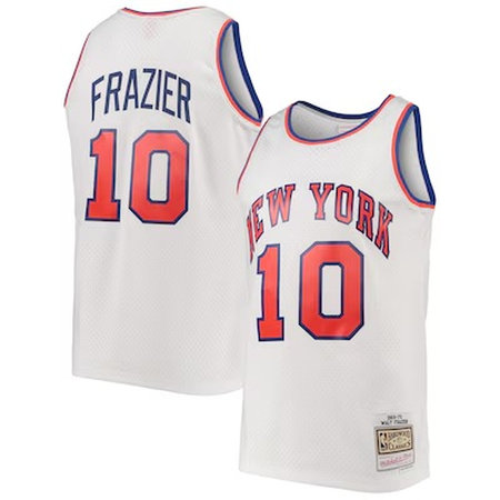 Men's New York Knicks #10 Walt Frazier White Stitched Basketball Jersey