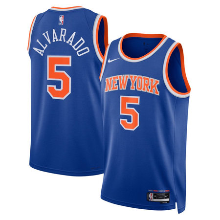 Men's New York Knicks #5 Jose Alvarado Blue Stitched Basketball Jersey