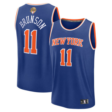 Youth New York Knicks #11 Jalen Brunson Blue 2026 NBA Finals Patch Fast Break Icon Edition Replica Jersey