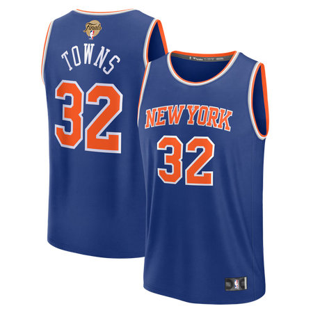 Youth New York Knicks #32 Karl-Anthony Towns Blue 2026 NBA Finals Patch Fast Break Icon Edition Replica Jersey