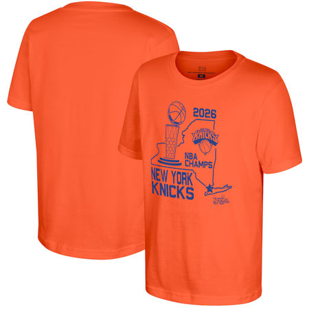 Men's New York Knicks Orange 2026 NBA Finals Champions State T-Shirt