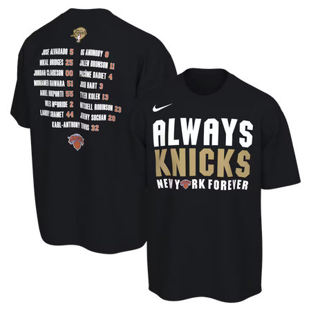 Men's New York Knicks Nike Black 2026 NBA Finals Champions Roster Club T-Shirt