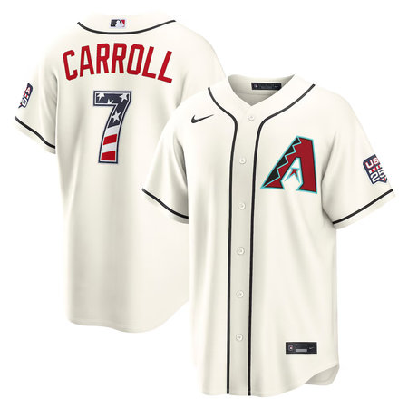 Men's Arizona Diamondbacks #7 Corbin Carroll Nike Cream USA 250 Fourth of July Home Stadium Jersey