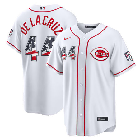 Men's Cincinnati Reds #44 Elly De La Cruz Nike White USA 250 Fourth of July Home Stadium Jersey