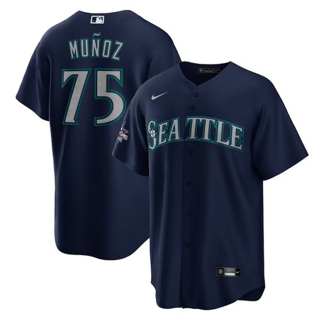 Men's Seattle Mariners #75 Andres Munoz Nike Navy 2025 MLB All-Star Game Road Replica Player Jersey