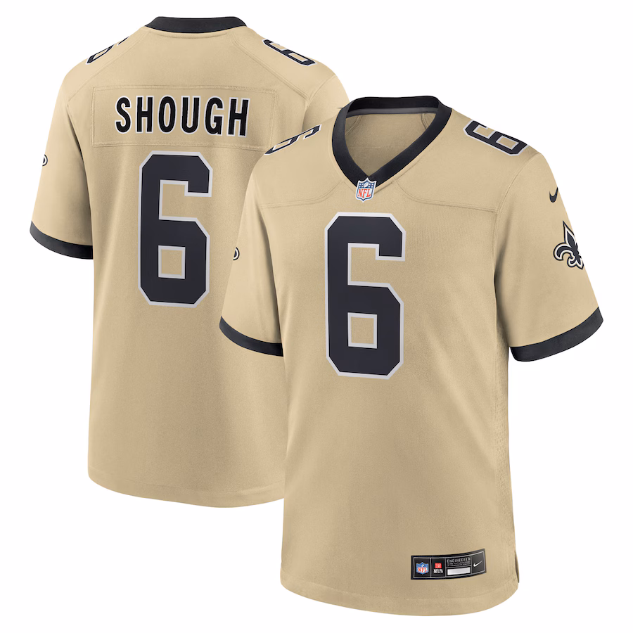 Youth New Orleans Saints #6 Tyler Shough Nike Gold Alternate Game Player Jersey
