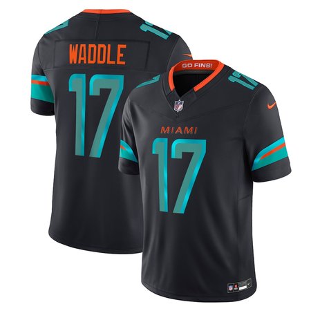 Men's Miami Dolphins #17 Jaylen Waddle Black Rivalries Collection F.U.S.E. Vapor Limited Stitched Jersey
