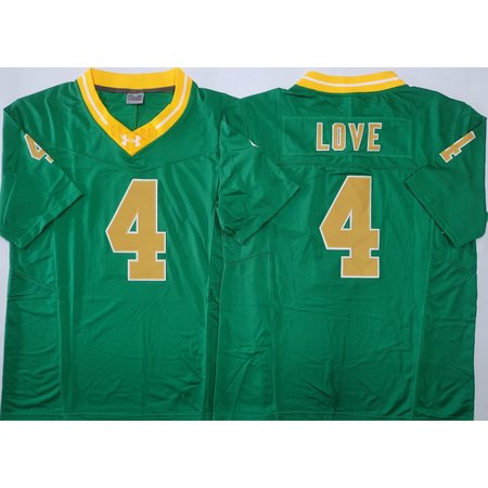 Men's Notre Dame Fighting Irish #4 Jeremiyah Love Green Stitched Jersey