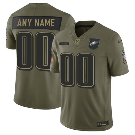 Men's Philadelphia Eagles Custom Nike Olive 2025 Salute to Service Retired Limited Jersey
