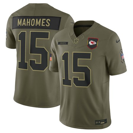 Men's Kansas City Chiefs #15 Patrick Mahomes Nike Olive 2025 Salute to Service Retired Limited Jersey