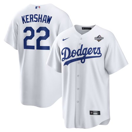 Youth Los Angeles Dodgers #22 Clayton Kershaw Nike White 2025 World Series Home Replica Player Jersey