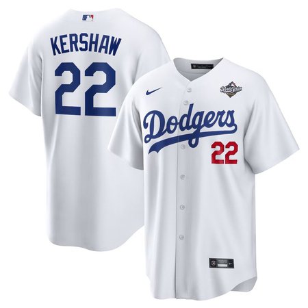 Men's Los Angeles Dodgers #22 Clayton Kershaw Nike White 2025 World Series Home Limited Jersey
