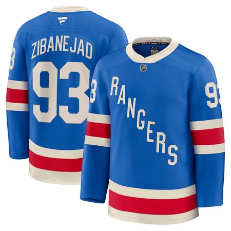 Men's New York Rangers #93 Mika Zibanejad Blue Centennial Premium Jersey