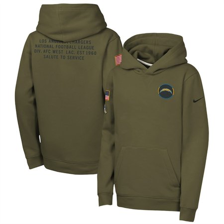 Youth Los Angeles Chargers Olive 2025 Salute to Service Club Fleece Hoodie