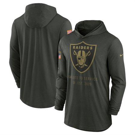 Men's Las Vegas Raiders Forest Green 2025 Salute to Service Sideline Dri-FIT Lightweight Pullover Hoodie